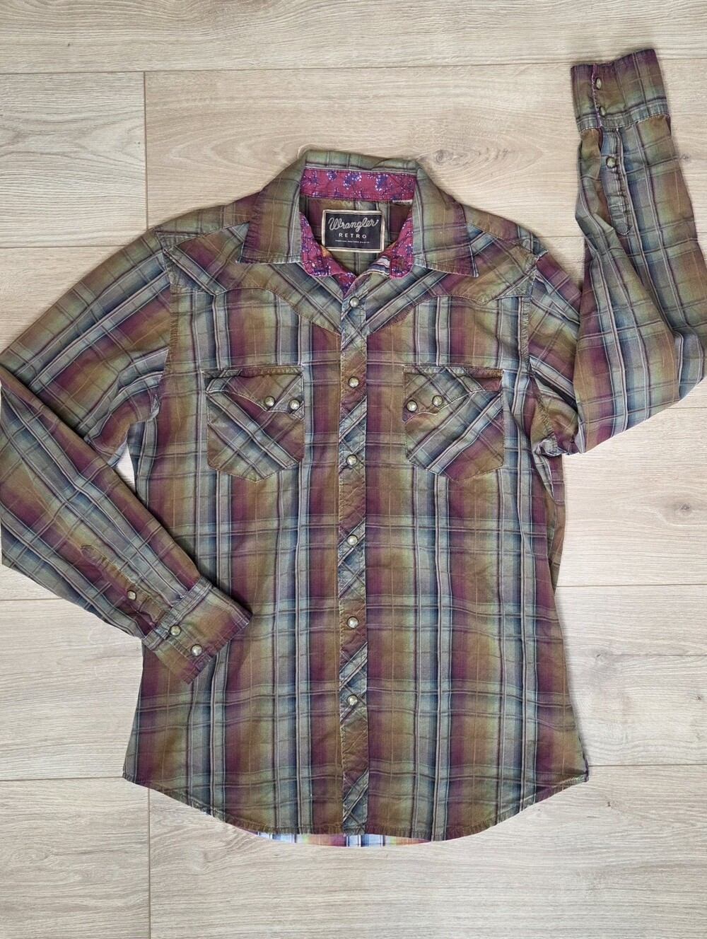 Wrangler Retro Premium Western Shirt Plaid Snap Front Medium Ranch
